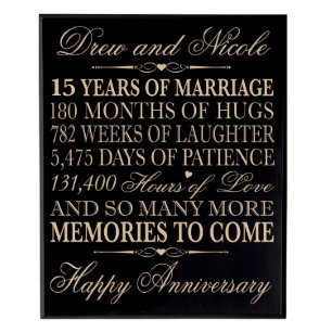 15 Years of Marriage Black Veneer Wall Plaque