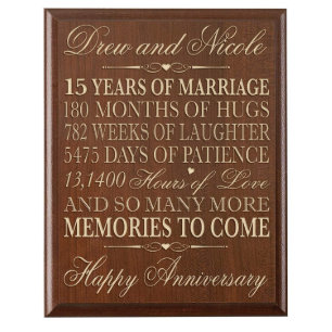 15 Years of Marriage Cherry Wooden Wall Plaque