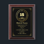 15 Years of Service | Employee Appreciation Award Plaque<br><div class="desc">Celebrate dedication and commitment with this elegant plaque to honor 15 years of service. Perfect for recognizing employee milestones,  this award can be personalized with the recipient's name,  the company name,  a date,  and a heartfelt message. It’s a meaningful way to show appreciation and inspire continued excellence.</div>