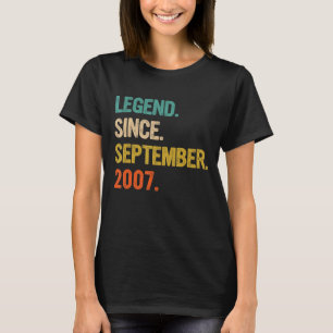 15 Years Old  15th Birthday Legend Since September T-Shirt
