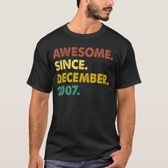 15 Years Old   Awesome Since December 2007 15th Bi T-Shirt (Front)