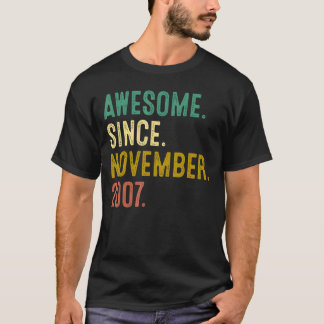 15 Years Old Awesome Since November 2007 15th Bi T-Shirt
