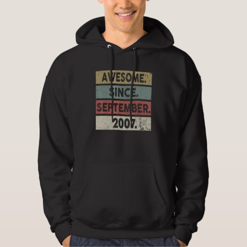 15 Years Old  Awesome Since September 2007 15th 24 Hoodie