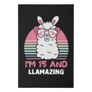 15 Years Old Bday Llamazing 15th Birthday Llama Faux Canvas Print