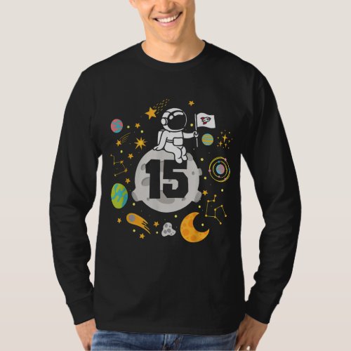 15 Years Old Birthday Boy Astronaut Space 15th B D T_Shirt