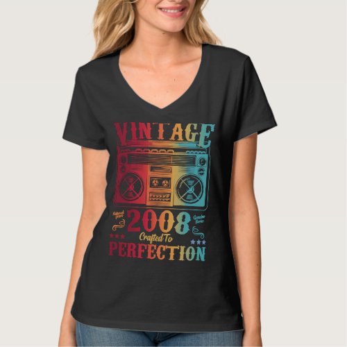 15 Years Old Birthday  Vintage 2008 Girls Boys T_Shirt