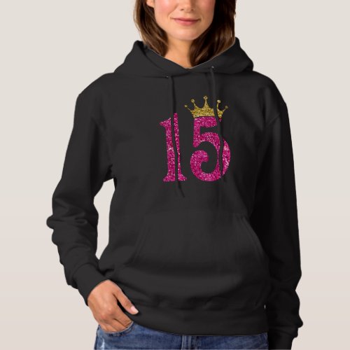 15 Years Old  Born In 2007 15th Birthday Pink Crow Hoodie
