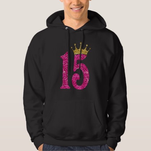 15 Years Old  Born In 2007 15th Birthday Pink Crow Hoodie