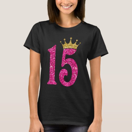 15 Years Old  Born In 2007 15th Birthday Pink Crow T_Shirt
