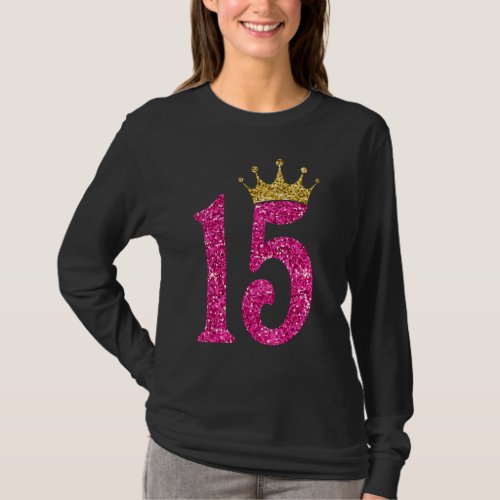 15 Years Old  Born In 2007 15th Birthday Pink Crow T_Shirt