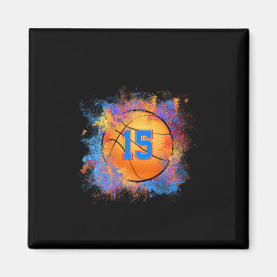 15 Years Old Kids 15th Birthday Basketball Kids Bo Magnet