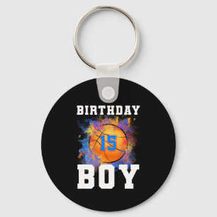 15 Years Old Kids 15th Birthday Boy Birthday baske Keychain