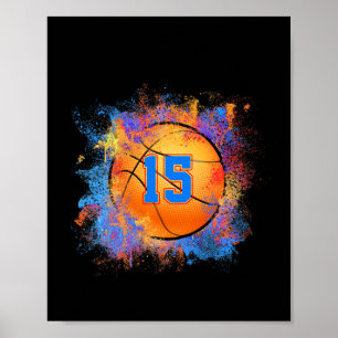 15 Years Old Kids 15th Birthday Bysketbyll Kids Bo Poster