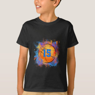 15 Years Old Kids 15th Birthday Bysketbyll Kids Bo T-Shirt
