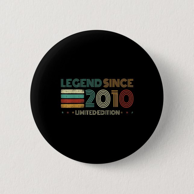 15 Years Old Legend Since 2010 15th Birthday  Button (Front)