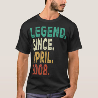 15 Years Old Legend Since April 2008 15th Birthday T-Shirt