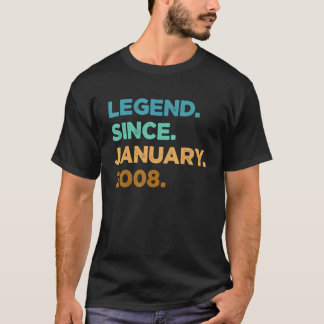 15 Years Old Legend Since January 2008 15th Birthd T-Shirt