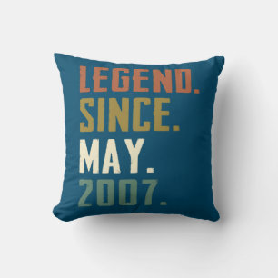 15 Years Old Legend Since May 2007 15th birthday Throw Pillow