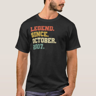 15 Years Old  Legend Since October 2007 15th Birth T-Shirt