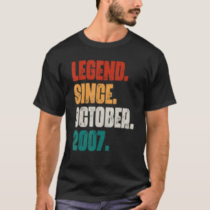15 Years Old Legend Since October 2007 15th Birth T-Shirt