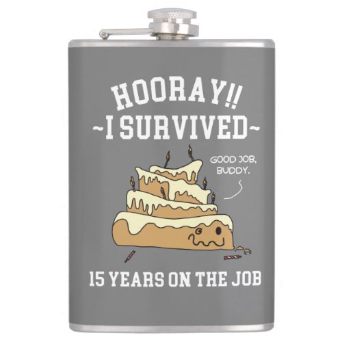 15 Years on the Job 15th Work Anniversary Flask