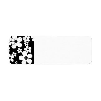 15B&W BLACK WHITE GRUNGE PINK FLOWER PATTERN FUN LABEL