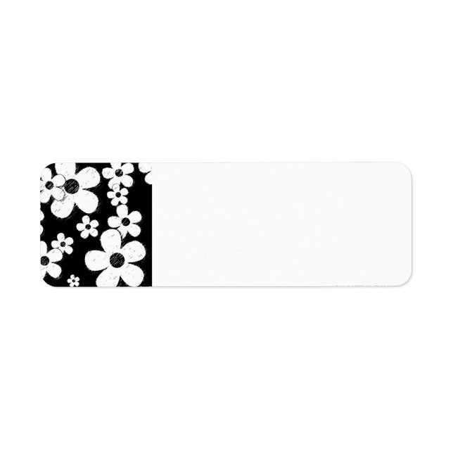 15B&W BLACK WHITE GRUNGE PINK FLOWER PATTERN FUN LABEL (Front)