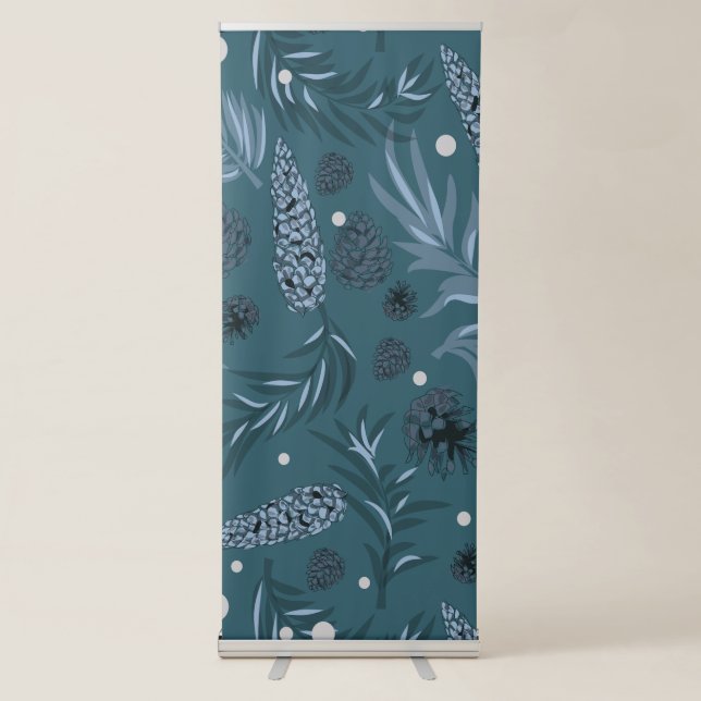 15Christmas Pattern, Pine Snow 12 Retractable Banner (Front)
