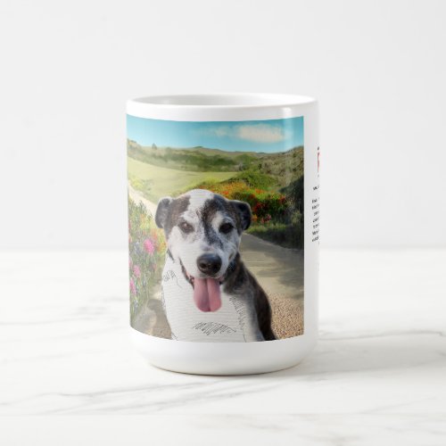 15oz Mug Pie in a Field of Dahlias dog on trail Coffee Mug