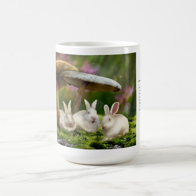 15oz Mug: Rabbits in Wonderland Rabbits mushrooms Coffee Mug (Center)