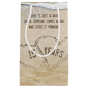 15th Anniversary Beach Hearts and Starfish Small Gift Bag