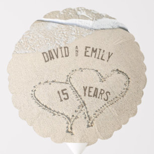 15th Anniversary Beach Hearts Balloon