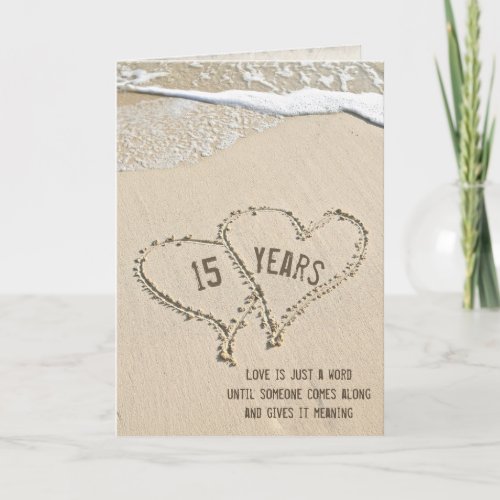 15th Anniversary Beach Hearts Card