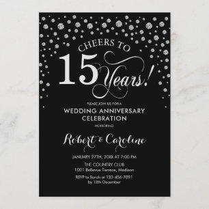 15th Anniversary Celebration - Silver Black Invitation