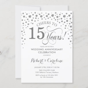 15th Anniversary Celebration - Silver White Invitation