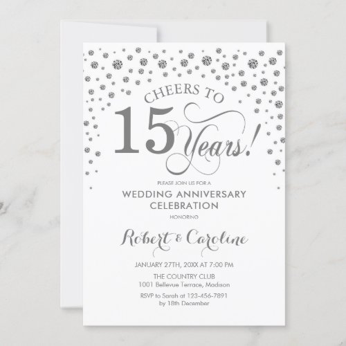 15th Anniversary Celebration _ Silver White Invitation