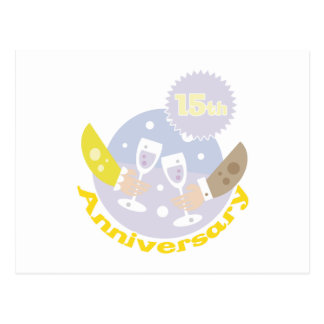 "15th Anniversary" Champagne Toast Postcard