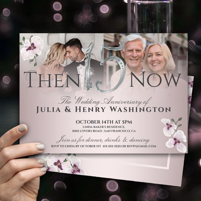 15th Anniversary Elegant Blush Orchid Invitation (Creator Uploaded)