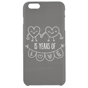 15th Anniversary Gift Chalk Hearts Clear iPhone 6 Plus Case