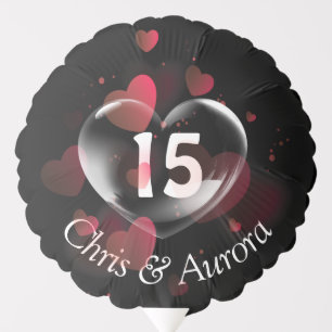 15th Anniversary Heart Bubbles and Names Balloon