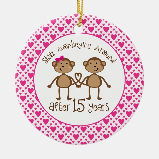 15th Anniversary Monkey Love Ornament (Front)