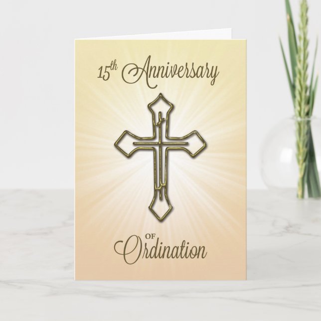 15th Anniversary of Ordination, Gold Cross Card (Front)