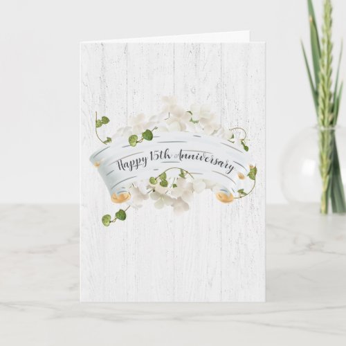 15th Anniversary On Birch Scroll With Ivy Card