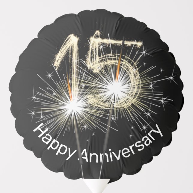 15th Anniversary Sparklers on Black Balloon (Front)