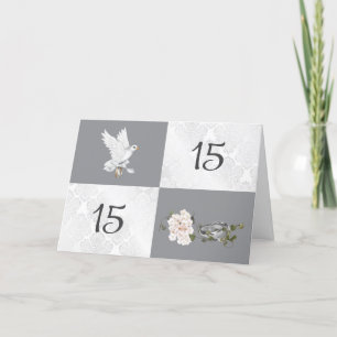 15th Anniversary With Dove and Rings Card