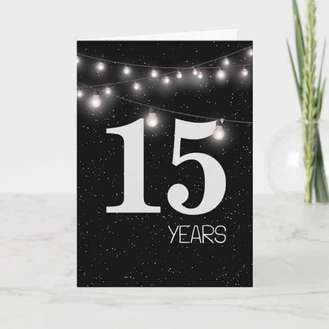 15th Anniversary with Lights and Stars Card (Front)