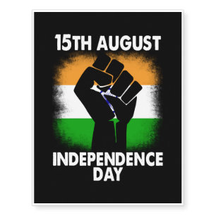 15th August India Flag Independence Day Indian. Temporary Tattoos