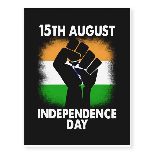 15th August India Flag Independence Day Indian. Temporary Tattoos (Front)