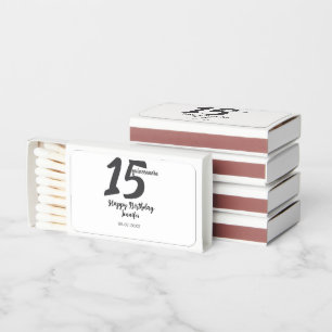 15th birthday add name date year black template go matchboxes