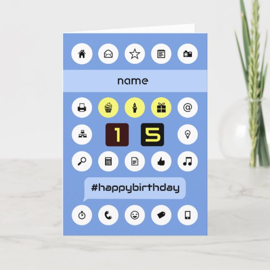 15th birthday add name personalized computing card